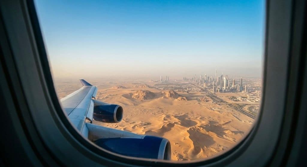 Aerial view from commercial air flight during luxury commercial charter journey