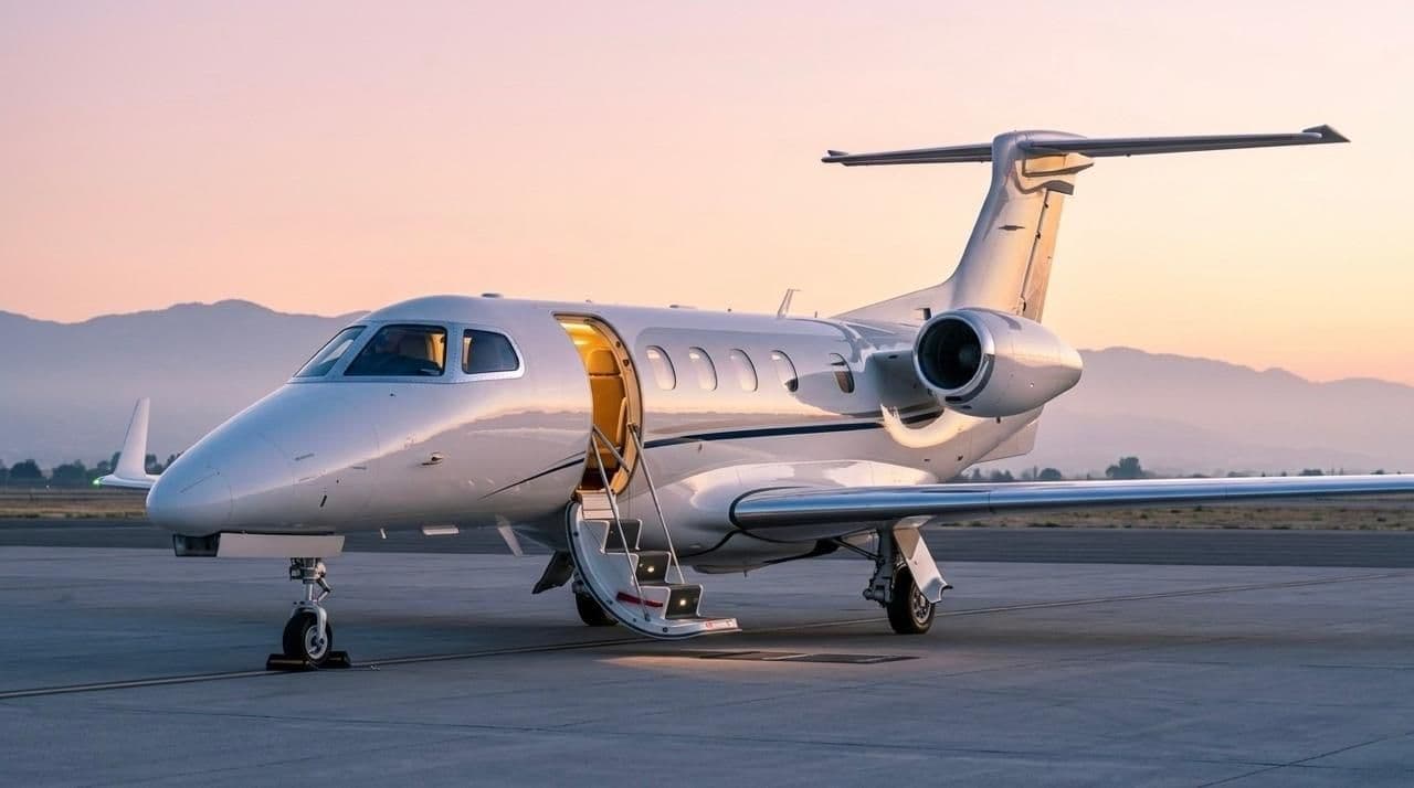 Light jet category concept with minimal clean background and subtle aviation theme.