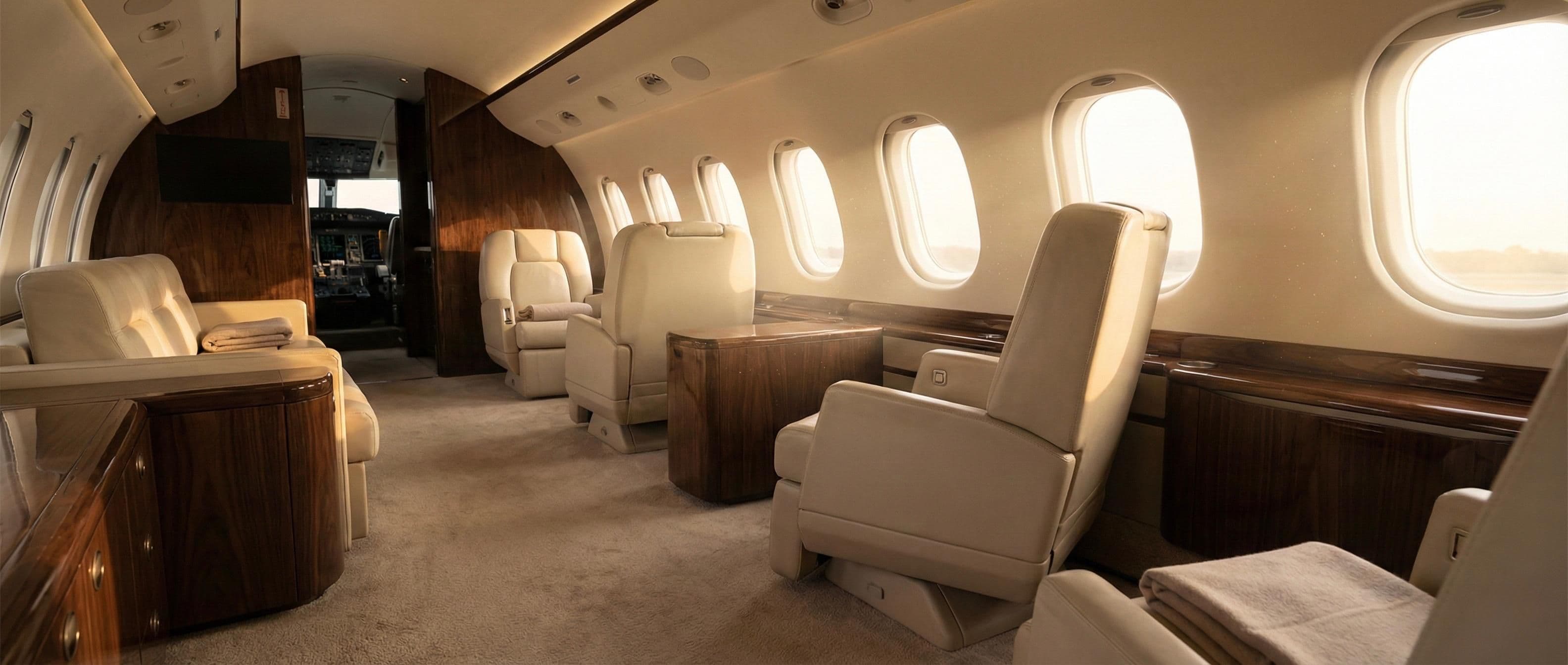 Empty seats on private jet cabin available for empty leg charter flights